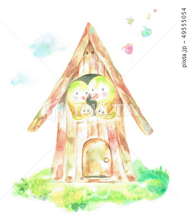 鳥の親子　バードハウス　風船 49555054