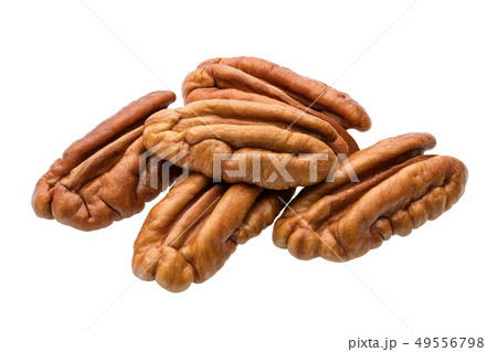 Pile of pecan nuts isolated on white 49556798