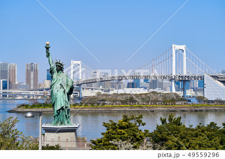 都市風景　東京湾　お台場海浜公園　東京レインボーブリッジ 49559296