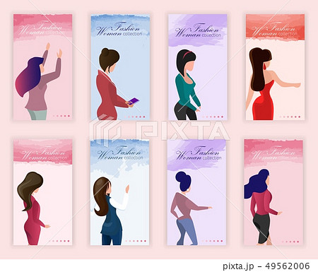Set Fashion Woman Collection on Watercolor Stain. Set Fashion Woman Collection on Watercolor Stain. 49562006