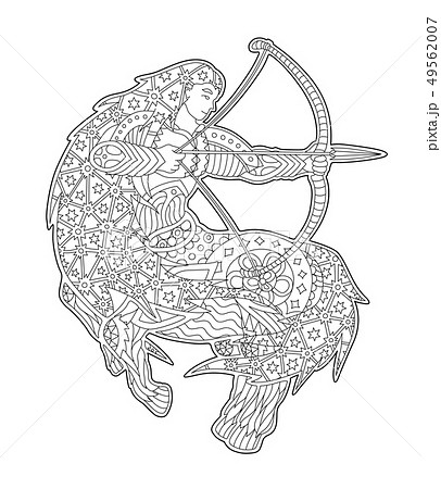 Black and white zen art with sagittarius Black and white zen art with sagittarius 49562007
