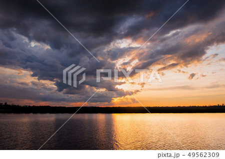 Sunset in the lake. Beautiful sunset Sunset in the lake. Beautiful sunset 49562309