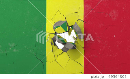 Crushing concrete wall with flag of Senegal. Senegalese crisis conceptual editorial 3D rendering Crushing concrete wall with flag of Senegal. Senegalese crisis conceptual editorial 3D rendering 49564305