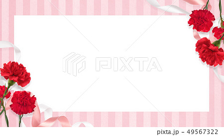背景 カーネーション 母の日 ピンク ストライプ メッセージカードのイラスト素材