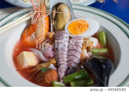 crayfish Yen-Ta-Four noodle, Pink Noodle Soup 49569590