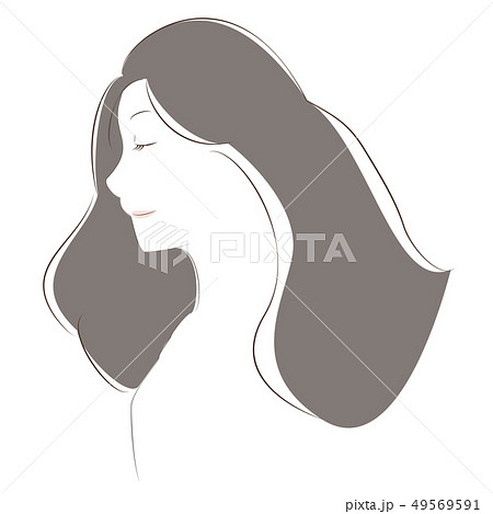イラスト素材 目を閉じた女性の横顔のイラスト素材
