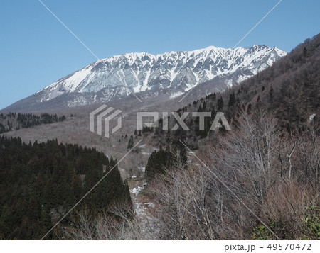 鍵掛峠から見る春の大山の眺望　大山南壁　大山 49570472