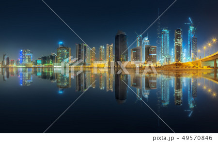 Panoramic view of Dubai Business bay, UAE Panoramic view of Dubai Business bay, UAE 49570846