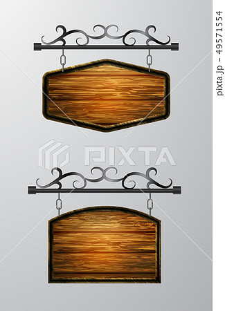 hanging, wooden Board vector, wooden object for text. 49571554