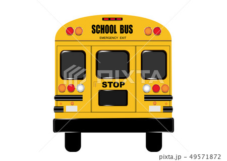 View of the entire rear of the school bus 49571872