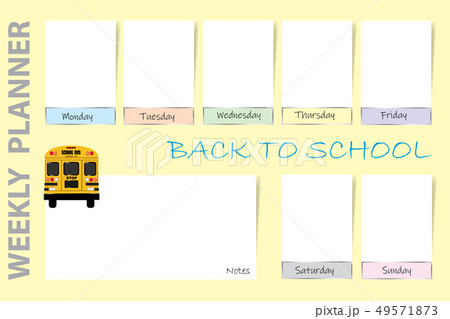 Back to school weekly planner vector on the yellow 49571873