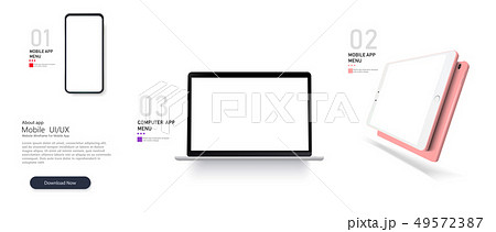 Set Mock-up of realistic devices Smartphone,laptop Set Mock-up of realistic devices Smartphone,laptop 49572387