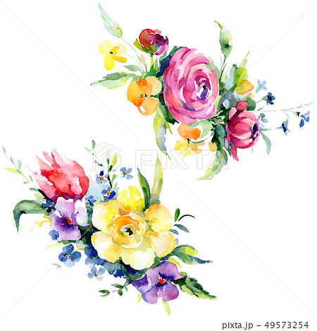 Bouquets floral botanical flowers. Watercolor background illustration set. Isolated bouquet Bouquets floral botanical flowers. Watercolor background illustration set. Isolated bouquet 49573254