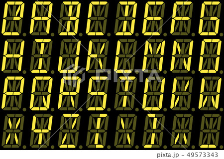 Digital font from capital letters on yellow 49573343