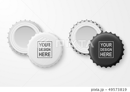 Vector 3d Realistic Black and White Blank Beer Bottle Cap Set Closeup Isolated on White Background Vector 3d Realistic Black and White Blank Beer Bottle Cap Set Closeup Isolated on White Background 49573819
