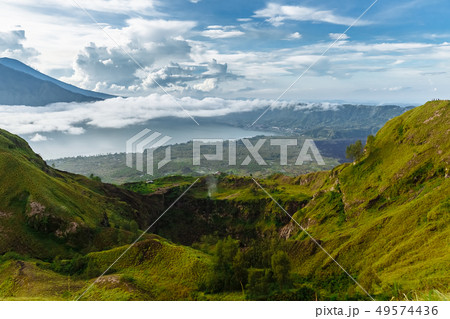 Active Indonesian volcano Batur in the tropical island Bali. Indonesia. Batur volcano sunrise 49574436