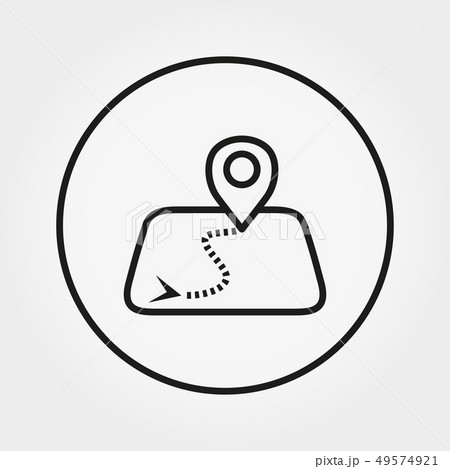 Map with mark of location, initial and final destination. 49574921