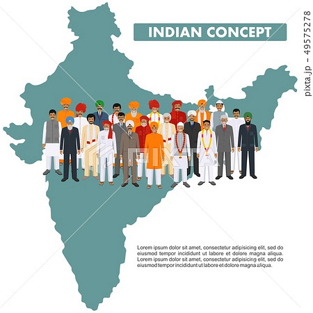 Family and social concept. Group indian young, adult and senior people standing together in 49575278
