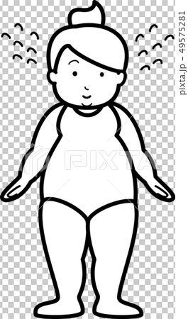 メタボの女性　白黒　ぬり絵 49575281