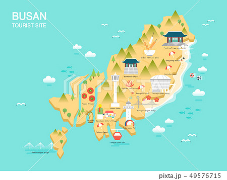 釜山 地図 マップのイラスト素材