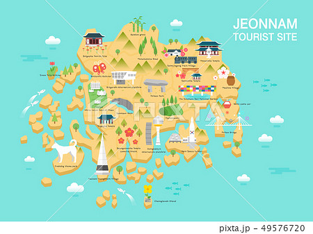 韓国 地図 マップのイラスト素材