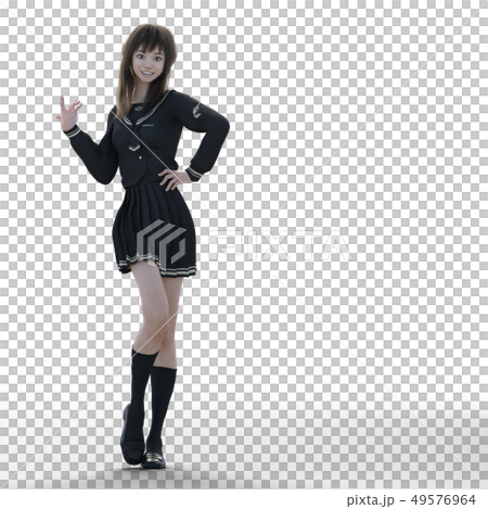 制服の女子高生 Perming3dcg イラスト素材のイラスト素材