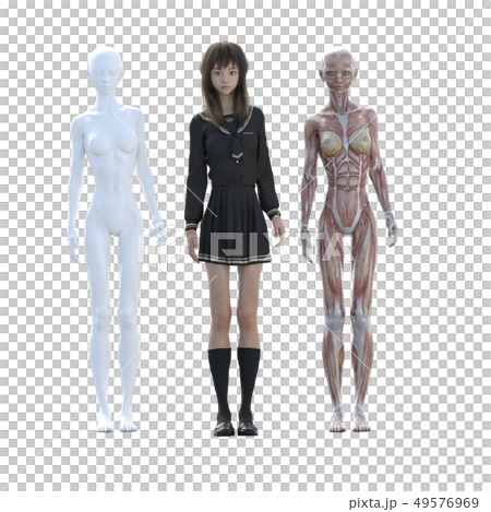 女學生perming3DCG制服的插圖素材 49576969