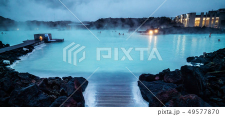 Geothermal Spa Blue Lagoon in Reykjavik, Iceland. 49577870