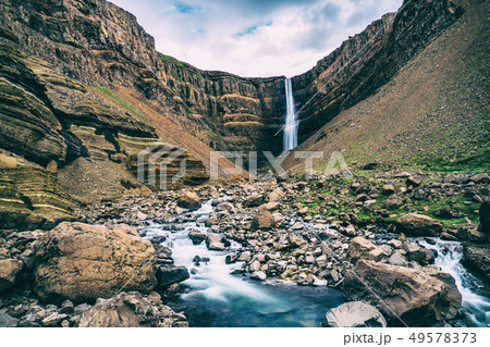 Beautiful Hengifoss Waterfall in Eastern Iceland. 49578373