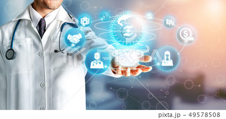 Doctor with health insurance healthcare graphic. 49578508