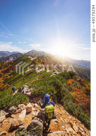 Hiker do trekking activity on mountain in Japan. 49579294
