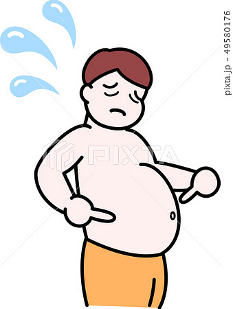 メタボの男性 汗のイラスト素材