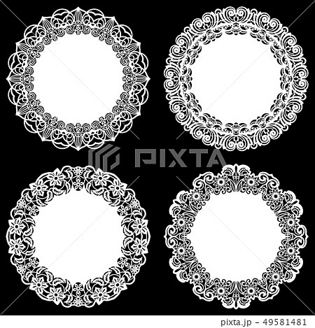 Set of design elements, lace round paper doily, 49581481