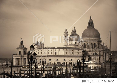 Venice Grand Canal sunrise and boat 49581872