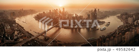 Chongqing urban architecture sunset 49582642