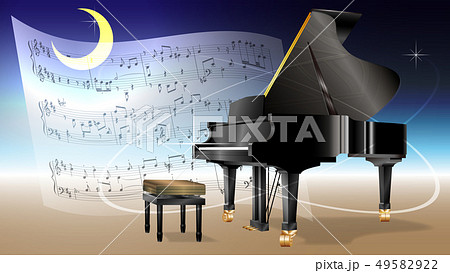 壁紙16x9 グランドピアノと楽譜 のイラスト素材 49582922 Pixta