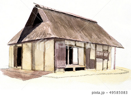 古民家の水彩画のイラスト素材