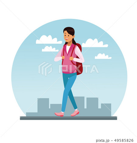 Woman walking at city 49585826