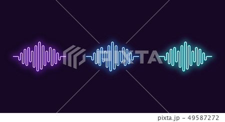 Neon icon Set of Digital sound wave. Vector shape 49587272