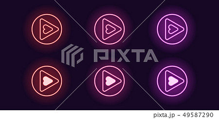 Neon icon set of Play button. Vector glowing signs 49587290