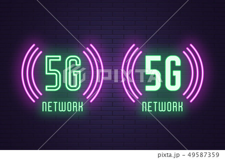 Neon composition set of 5G network technology 49587359