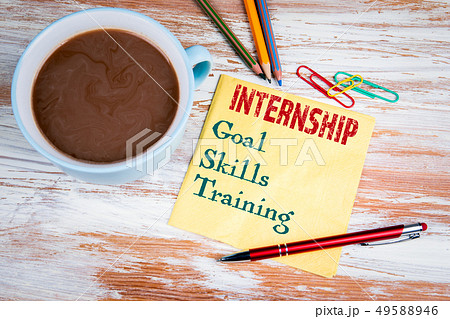 INTERNSHIP concept. Text on a napkin INTERNSHIP concept. Text on a napkin 49588946