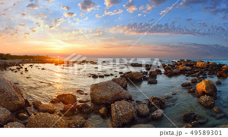 Summer coastline sunset, Greece 49589301