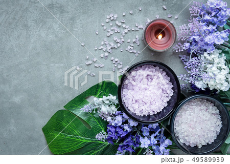 Lavender aromatherapy Spa with candle Lavender aromatherapy Spa with candle 49589939