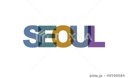 Seoul, phrase overlap color no transparency. 49590084