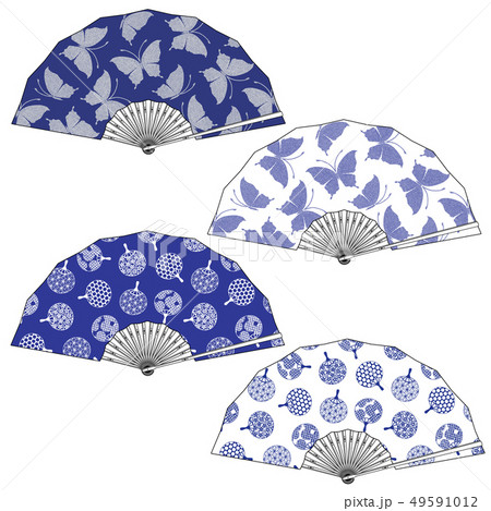 蝶扇子のベクターイラスト のイラスト素材