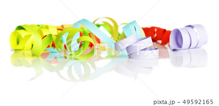 Multicolored streamers on a white background 49592165