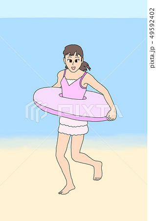 海水浴を楽しむ女の子 海水浴を楽しむ女の子 49592402