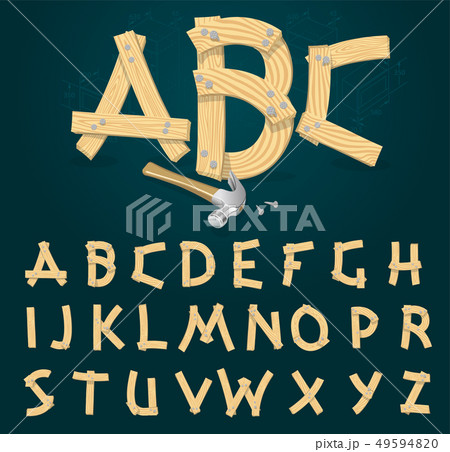 Font from wooden boards Font from wooden boards 49594820
