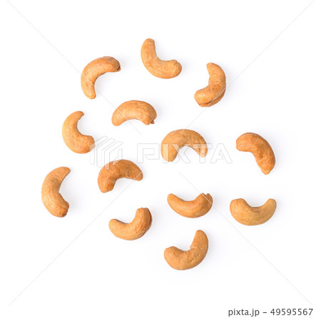 Roasted cashew nut on white background 49595567